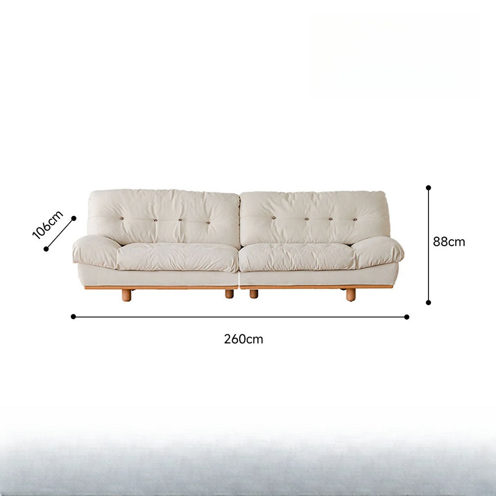 プラッシュクッション付きのチェリーウッドクラウドソファ