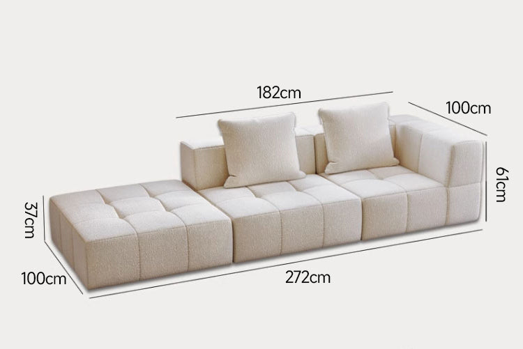 布地で心地よさを追求したモジュール式リビングソファ
