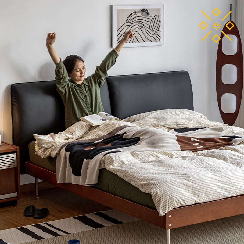コンパクトなモダンな木製ベッドフレーム