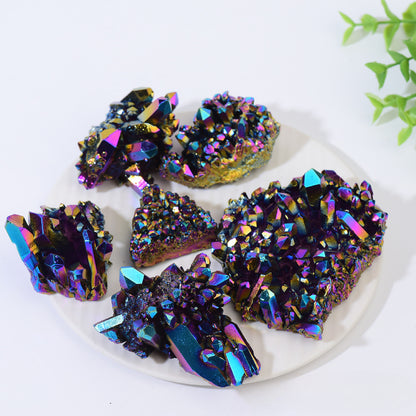 Natural crystal cluster electroplating ornament