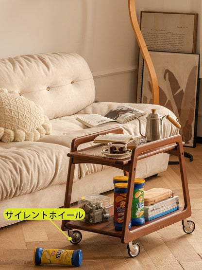 コンパクトな胡桃材のモバイルカート
