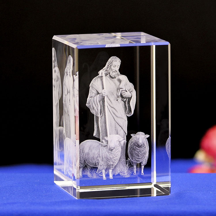 Jesus Shepherd crystal engraving handicrafts