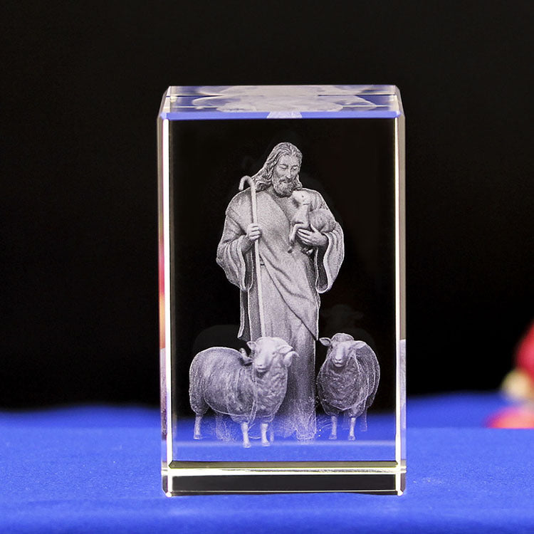 Jesus Shepherd crystal engraving handicrafts