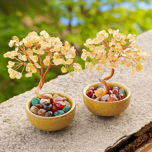 Natural citrine gravel agate crystal tree ornament