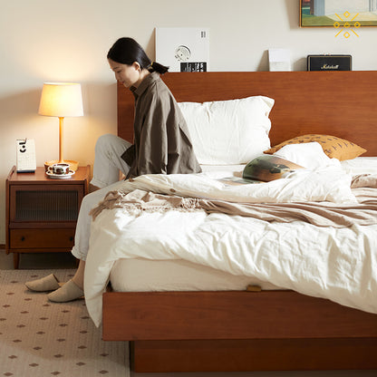 天然木材ベッド ツゲ材プナ材 儲物付き