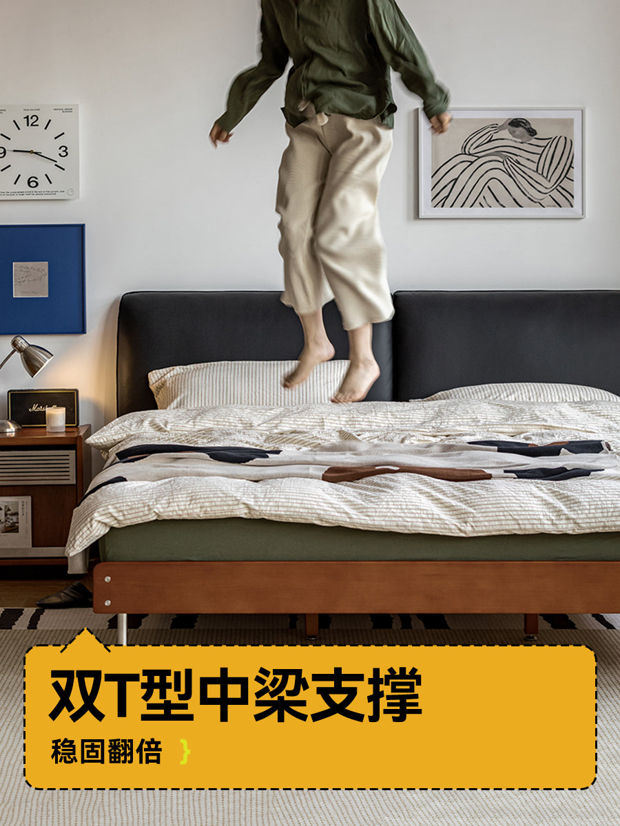 コンパクトなモダンな木製ベッドフレーム