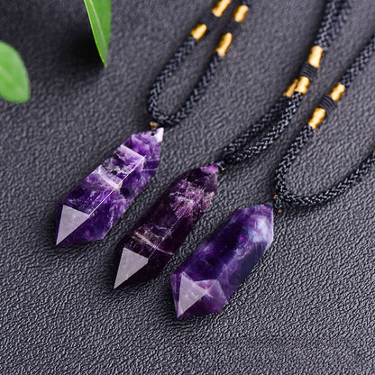 Natural Dream Amethyst Double Tip Hexagonal Pendant