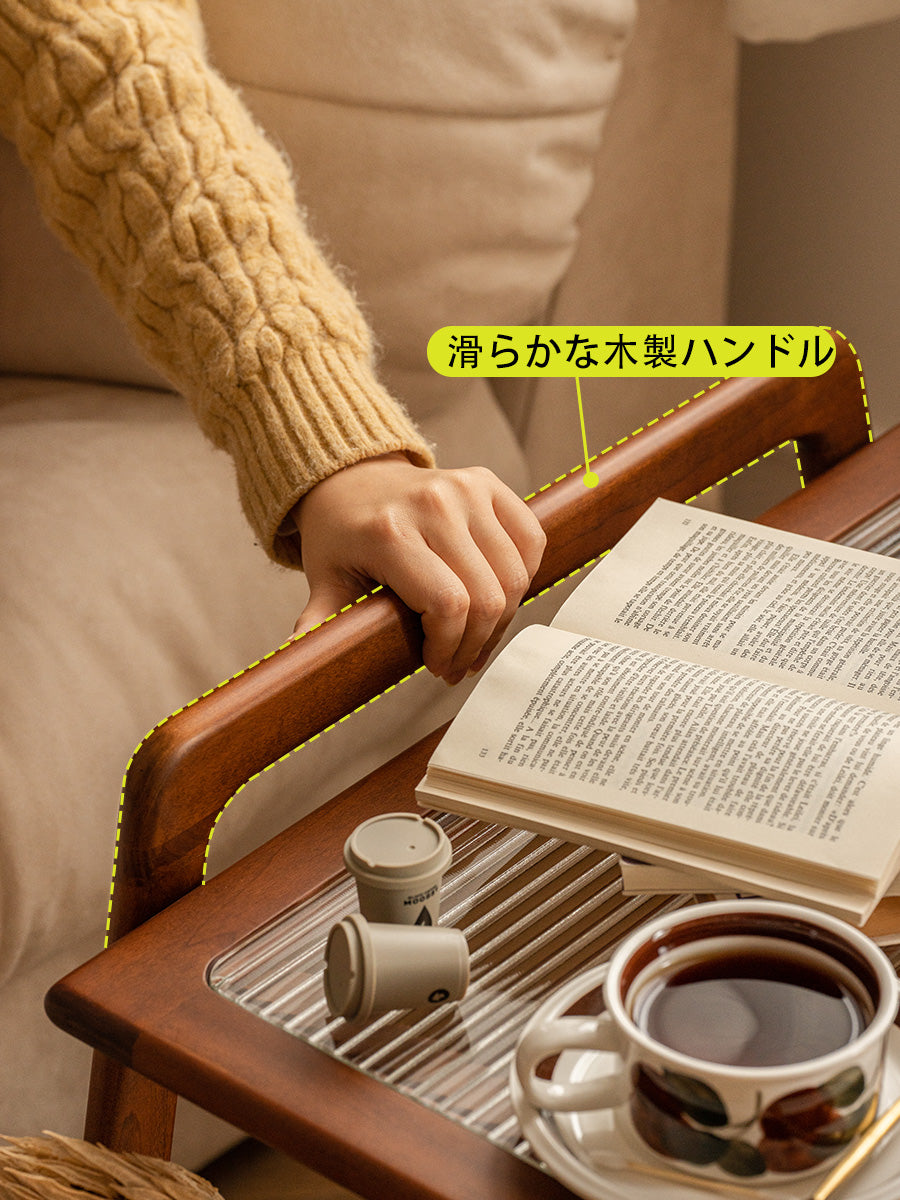 コンパクトな胡桃材のモバイルカート