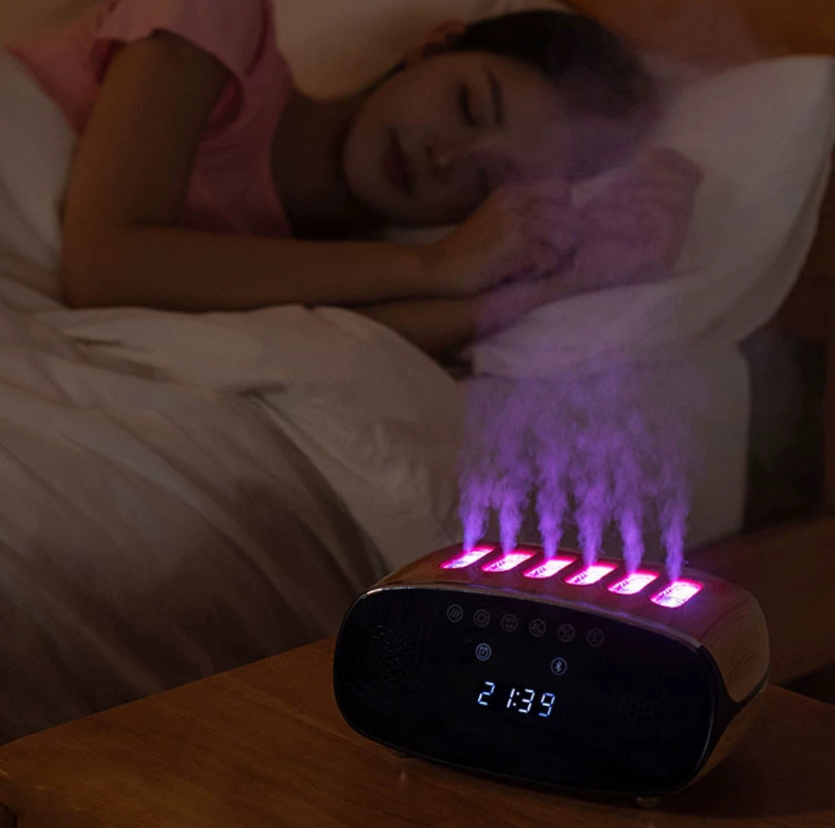 Bluetooth Speaker Alarm Clock Dynamic Sound RGB Diffuser & Humidifier