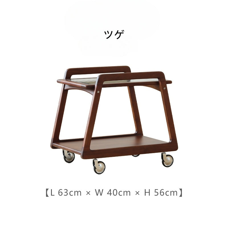 コンパクトな胡桃材のモバイルカート