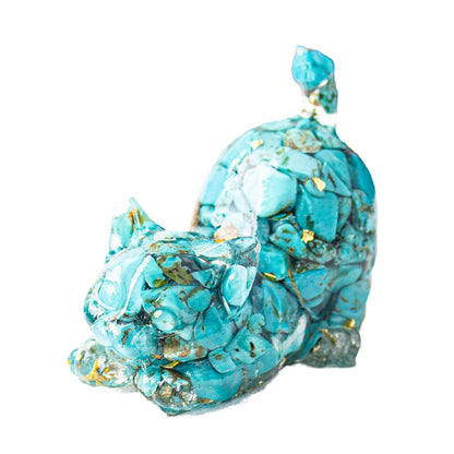 Crystal gravel tilted tail cat kitten ornament