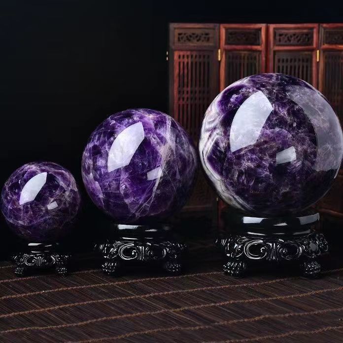 Natural purple crystal ball ornament