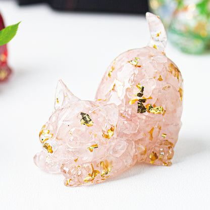 Crystal gravel tilted tail cat kitten ornament