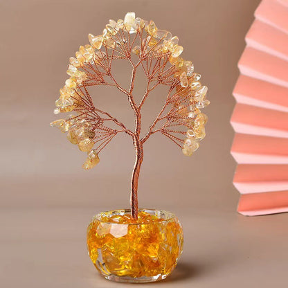 Natural citrine tree ornament