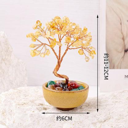 Natural citrine gravel agate crystal tree ornament