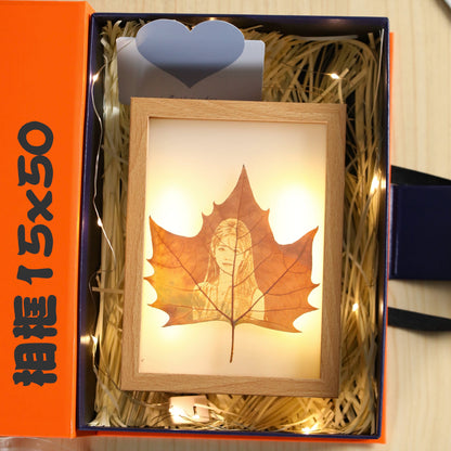 leaf carving leaf carving photo luminous photo frame gift box packaging