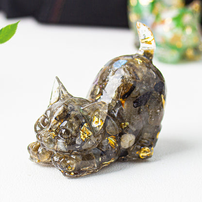 Crystal gravel tilted tail cat kitten ornament