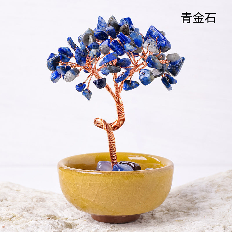 Natural citrine gravel agate crystal tree ornament