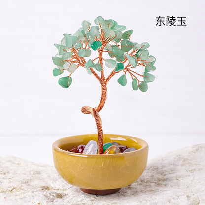 Natural citrine gravel agate crystal tree ornament