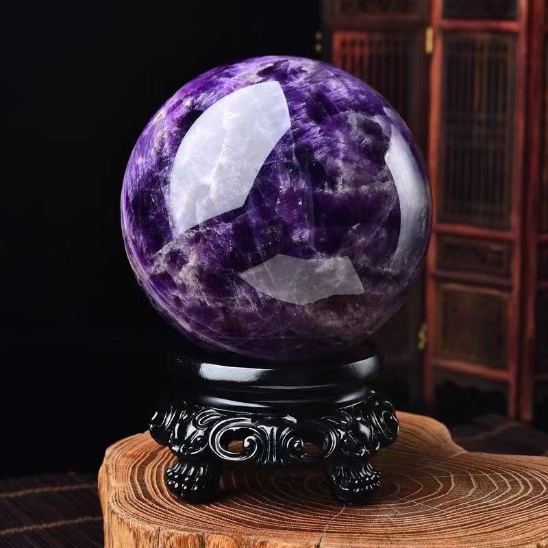 Natural purple crystal ball ornament