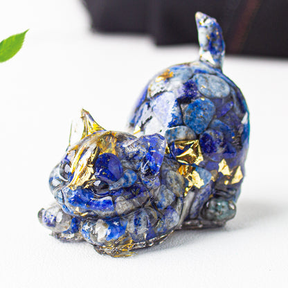 Crystal gravel tilted tail cat kitten ornament