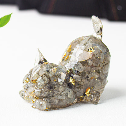 Crystal gravel tilted tail cat kitten ornament