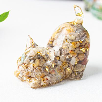 Crystal gravel tilted tail cat kitten ornament