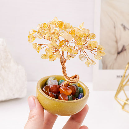 Natural citrine gravel agate crystal tree ornament