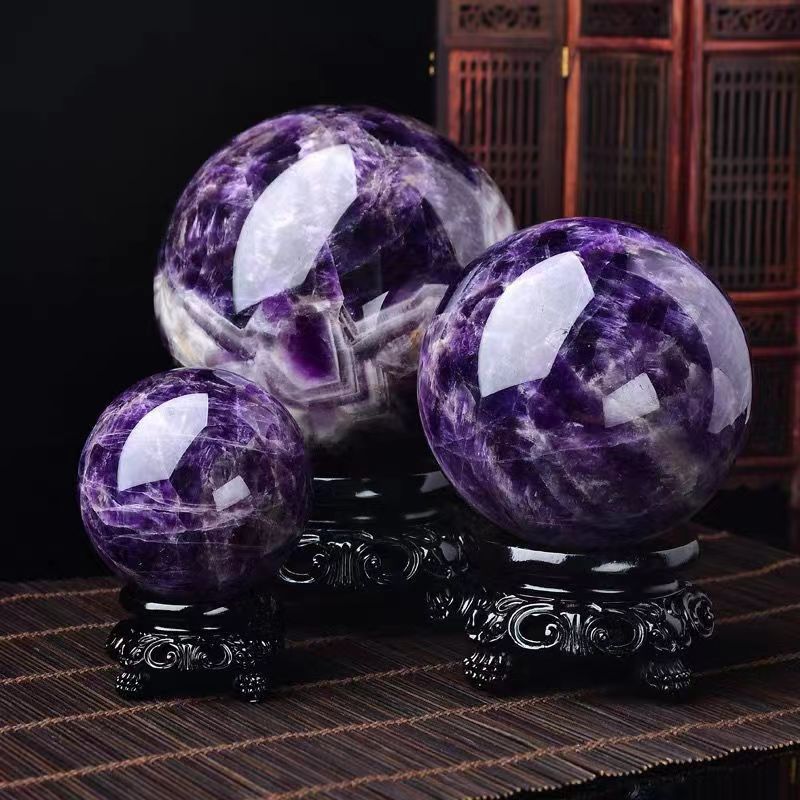 Natural purple crystal ball ornament