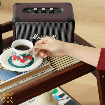 コンパクトな胡桃材のモバイルカート