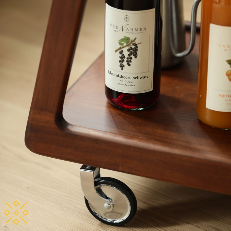 コンパクトな胡桃材のモバイルカート