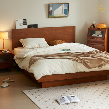 天然木材ベッド ツゲ材プナ材 儲物付き