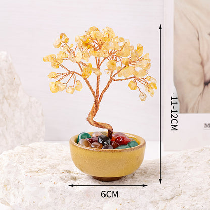 Natural citrine gravel agate crystal tree ornament