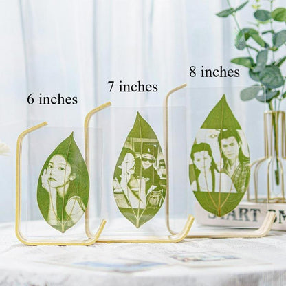 Leaf carving curved photo frame