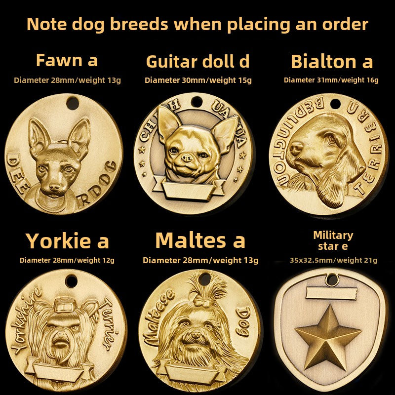 lettering anti-lost pet brand customization pure brass