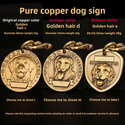 lettering anti-lost pet brand customization pure brass