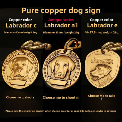 lettering anti-lost pet brand customization pure brass