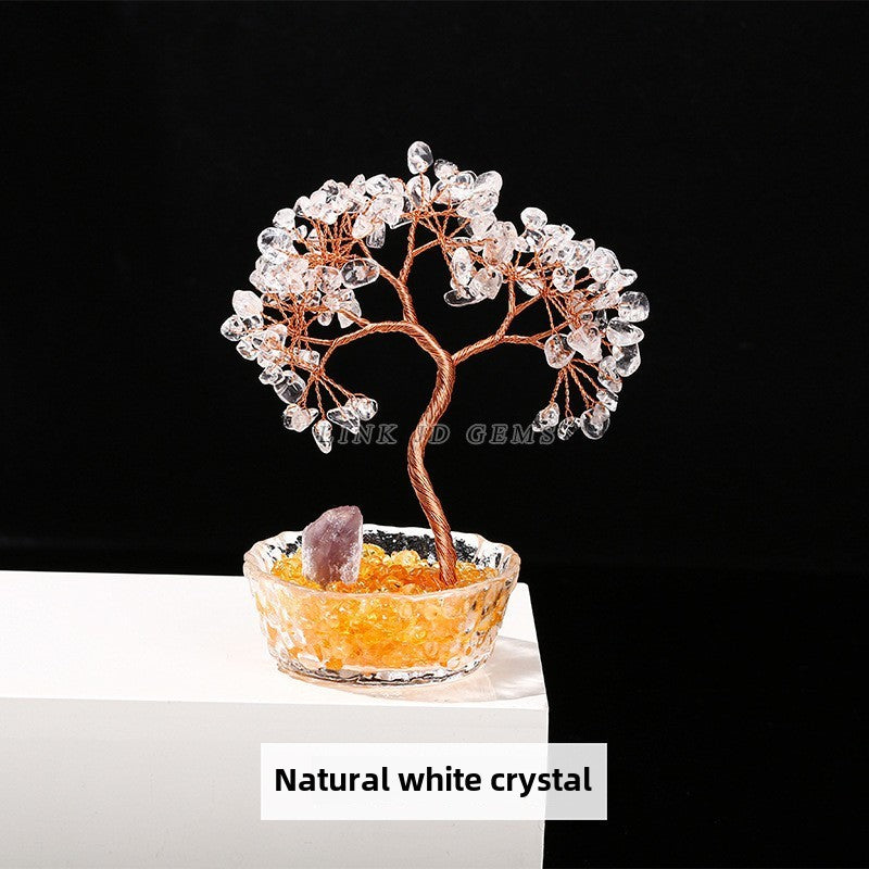 Natural crystal gravel wishing bottle ornament