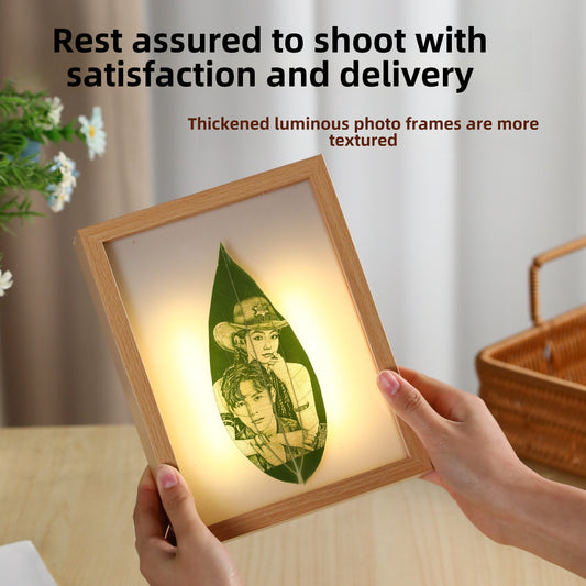 leaf carving leaf carving photo luminous photo frame gift box packaging