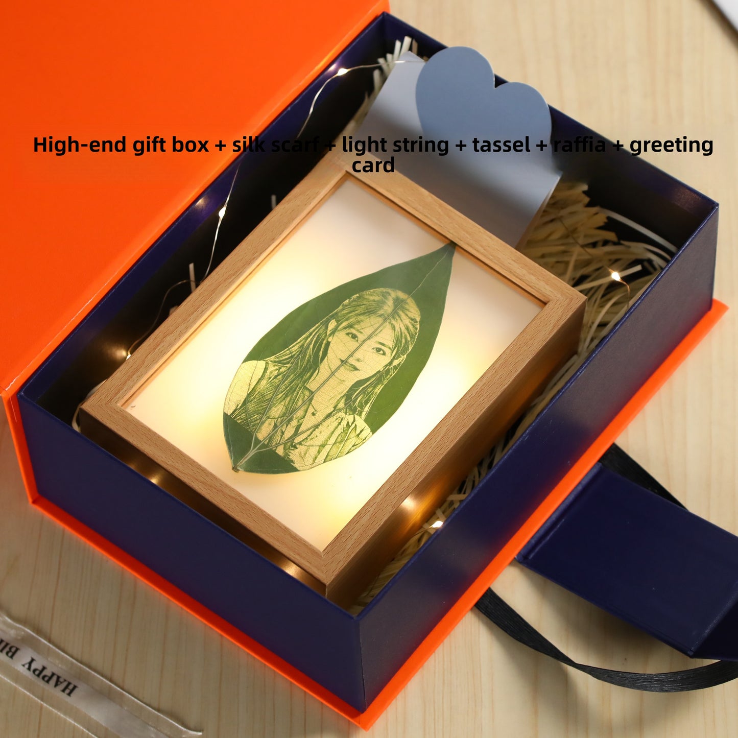 leaf carving leaf carving photo luminous photo frame gift box packaging